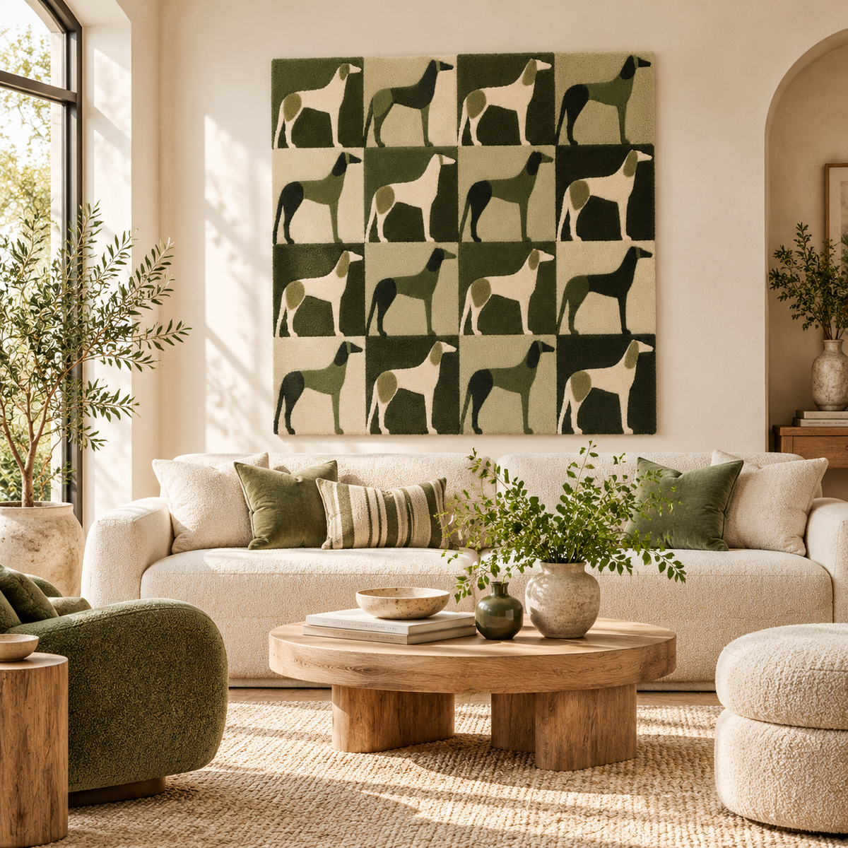 Olive Greyhound Parade by Hewn Earth Studio — room setting