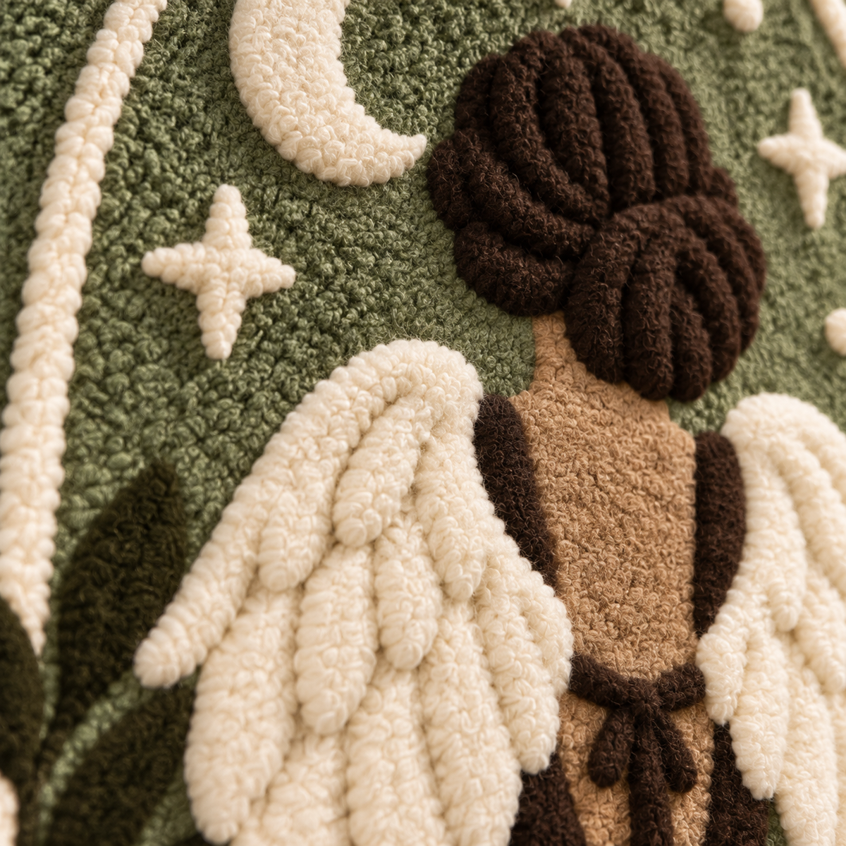 Olive Grove Guardian — tufted wool texture detail