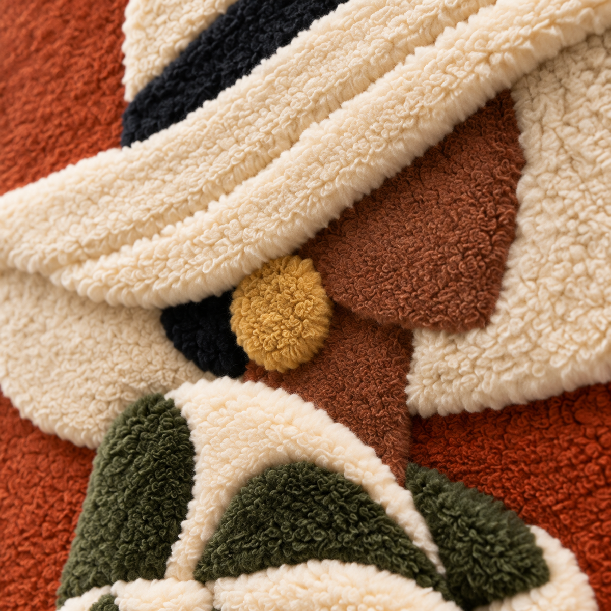 Olive Leaf Coat Muse — tufted wool texture detail
