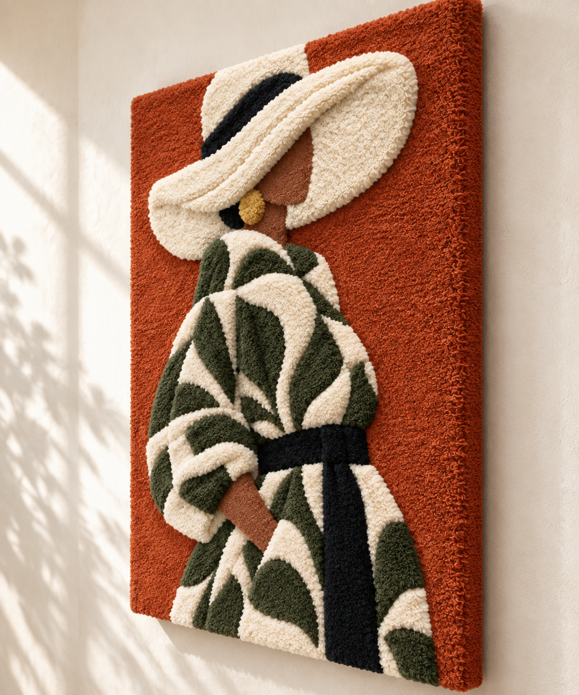 Olive Leaf Coat Muse — angled relief view