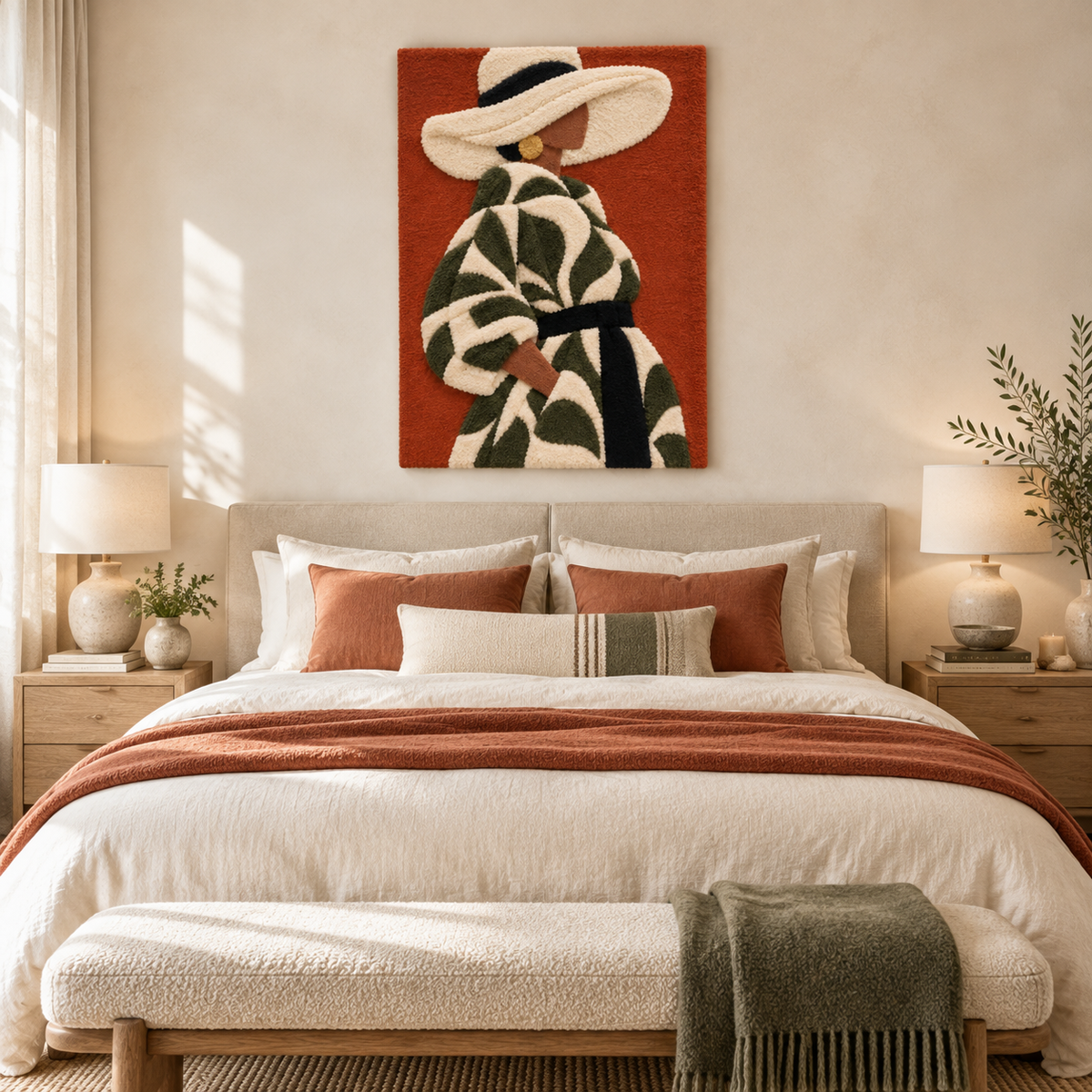 Olive Leaf Coat Muse — room setting 1