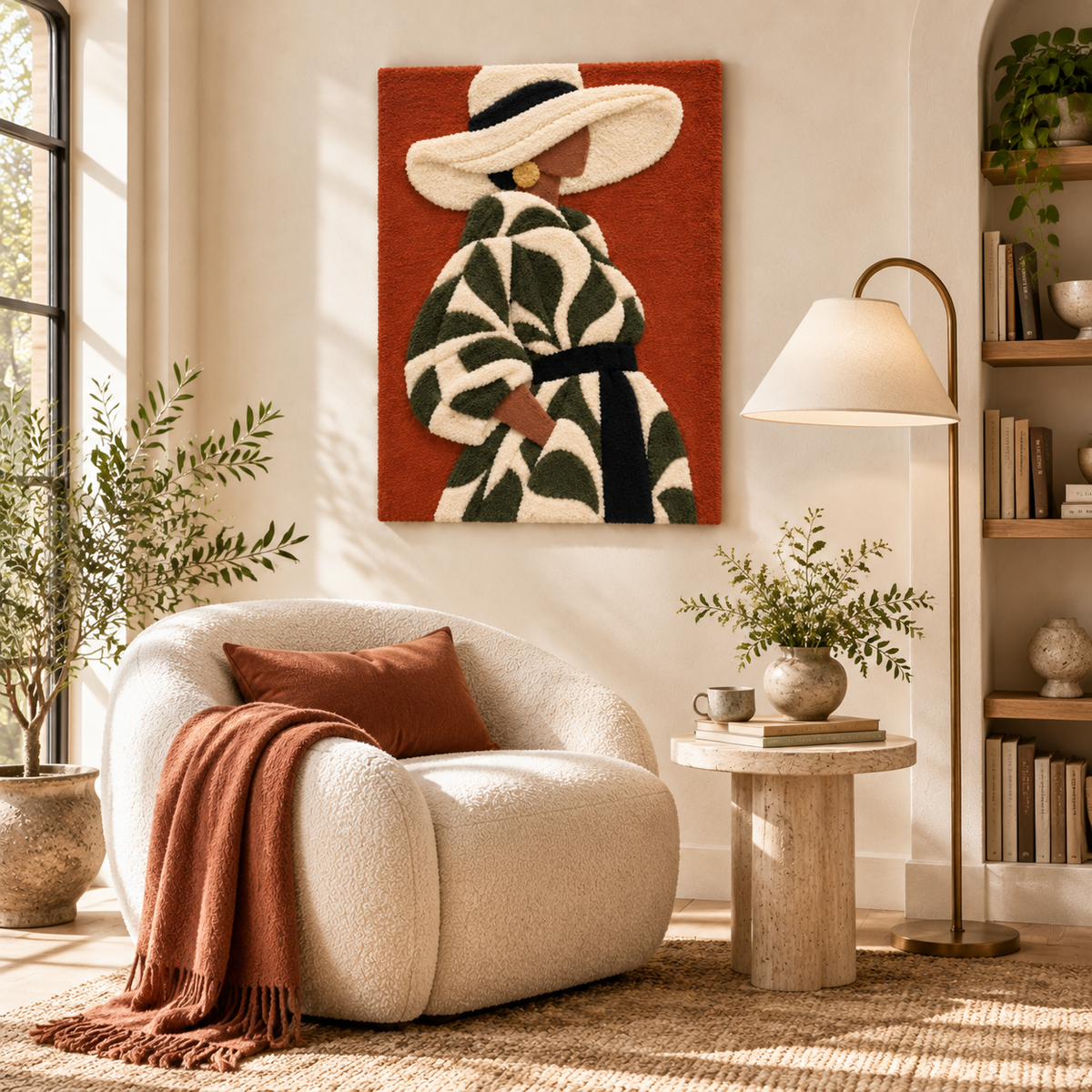 Olive Leaf Coat Muse — room setting 2