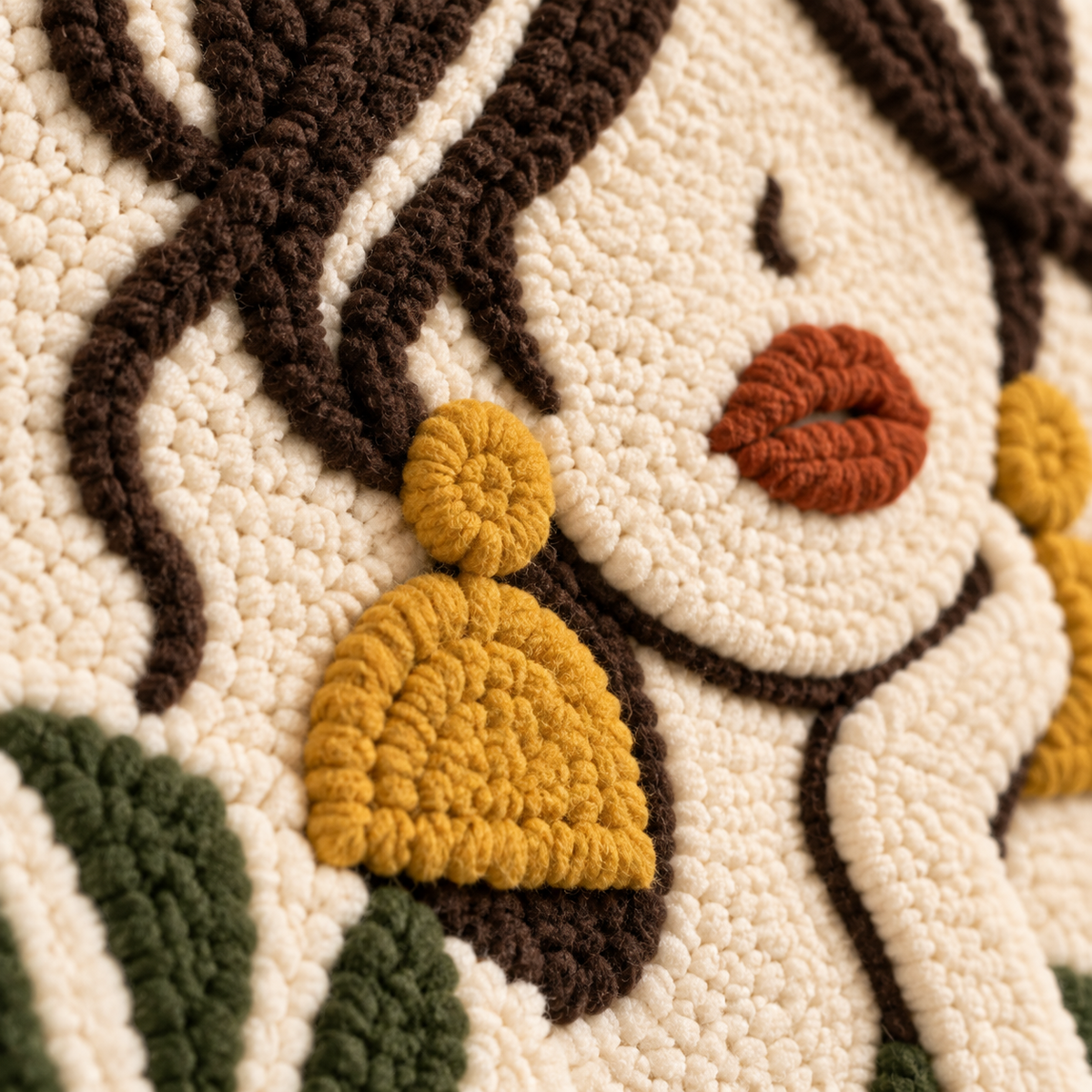 Olive Leaf Daydream — tufted wool texture detail