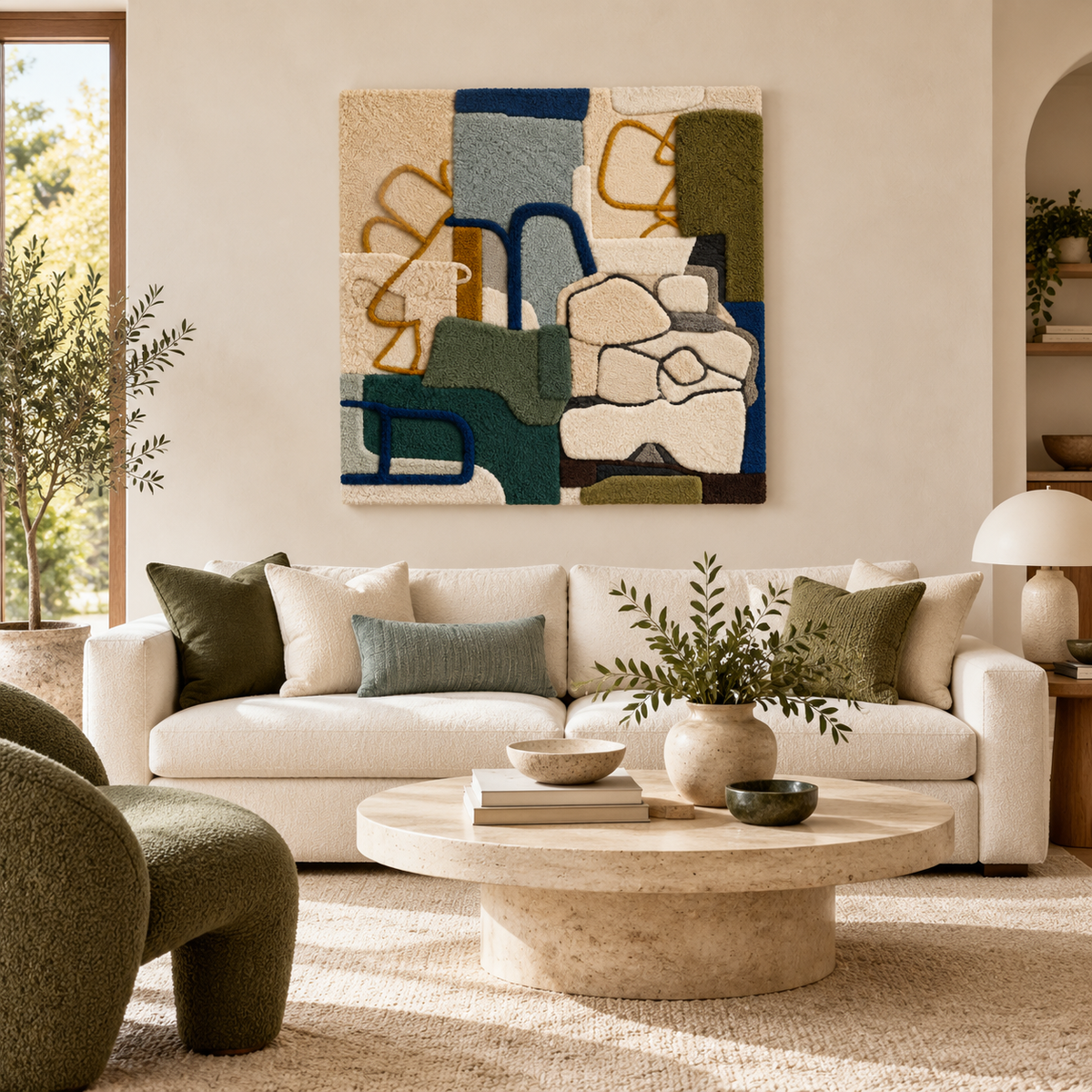 Olive Linework — front-facing room scene