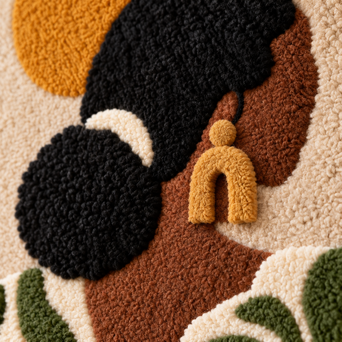 Olive Muse at Sundown — tufted wool texture detail