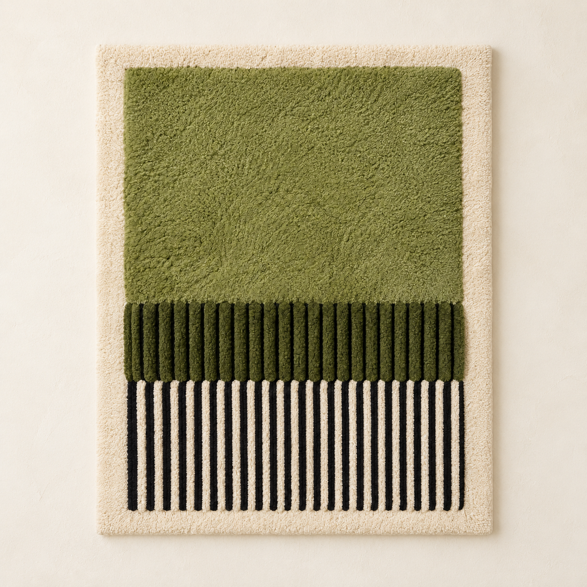 Hewn Earth Olive Reed Interval wall art featuring abstract olive leaf design on a light background.