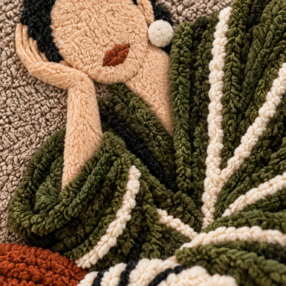 Olive Reverie — tufted wool texture detail