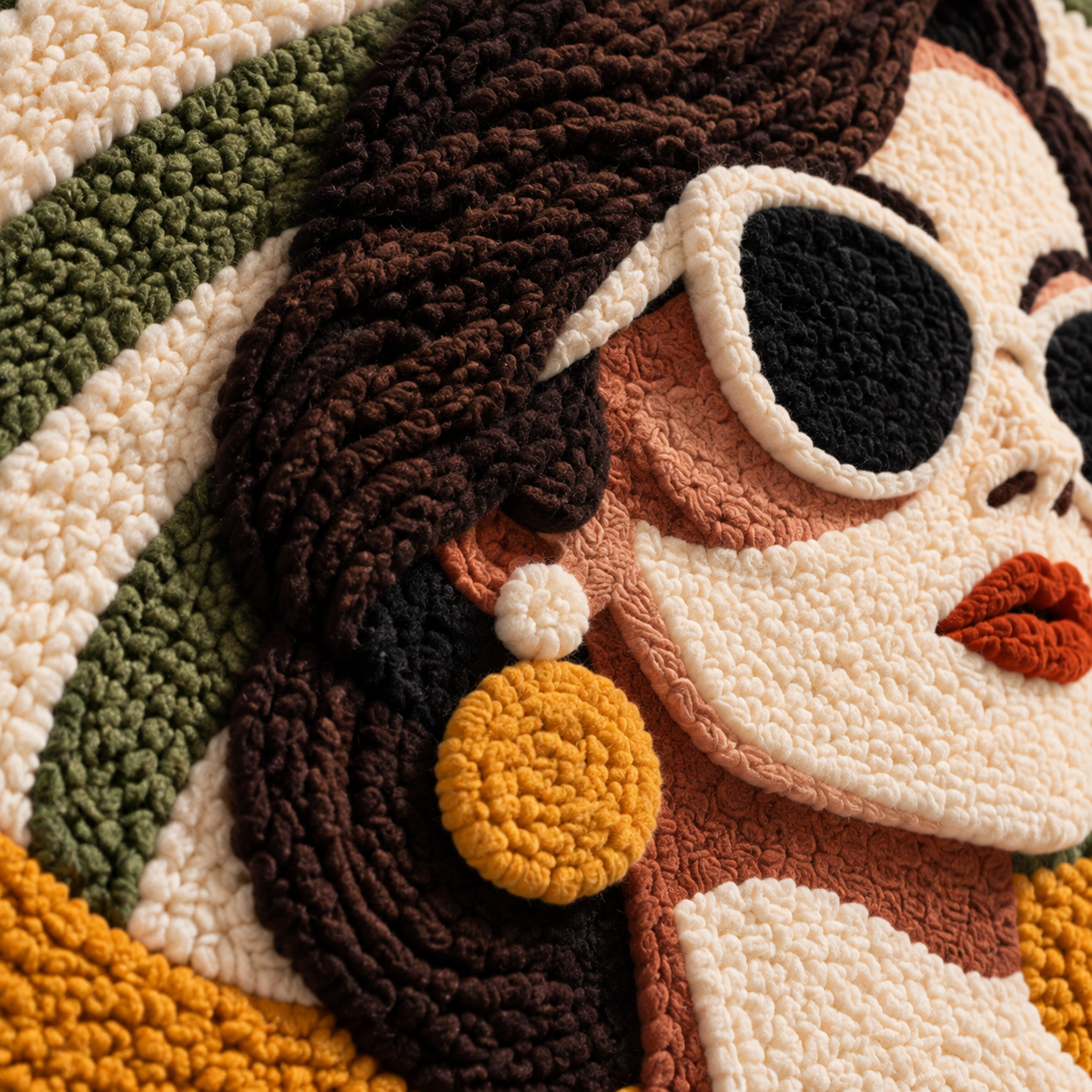Olive Riviera Muse — tufted wool texture detail