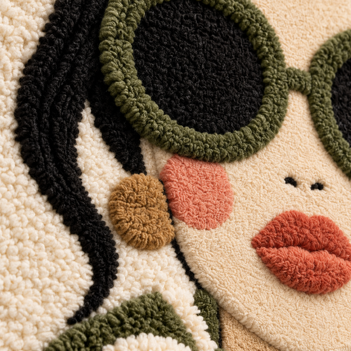Olive Scallop Muse — tufted wool texture detail