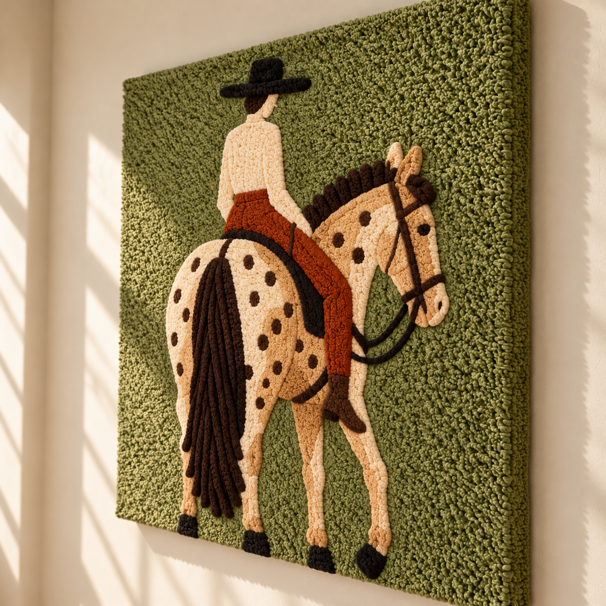 Olive Spotted Horse by Hewn Earth Studio — angled relief view