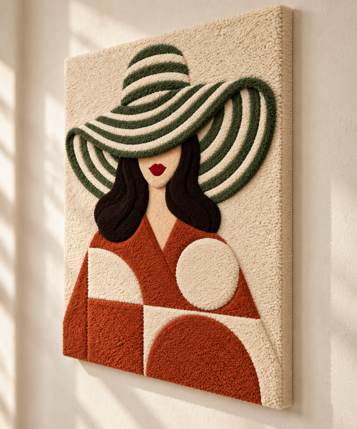 Olive Stripes Terracotta Muse — angled relief view