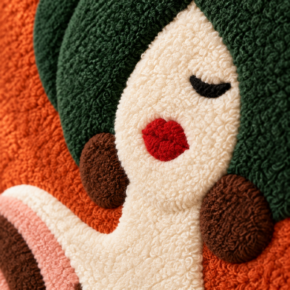 Olive Turban Blush Reverie — tufted wool texture detail