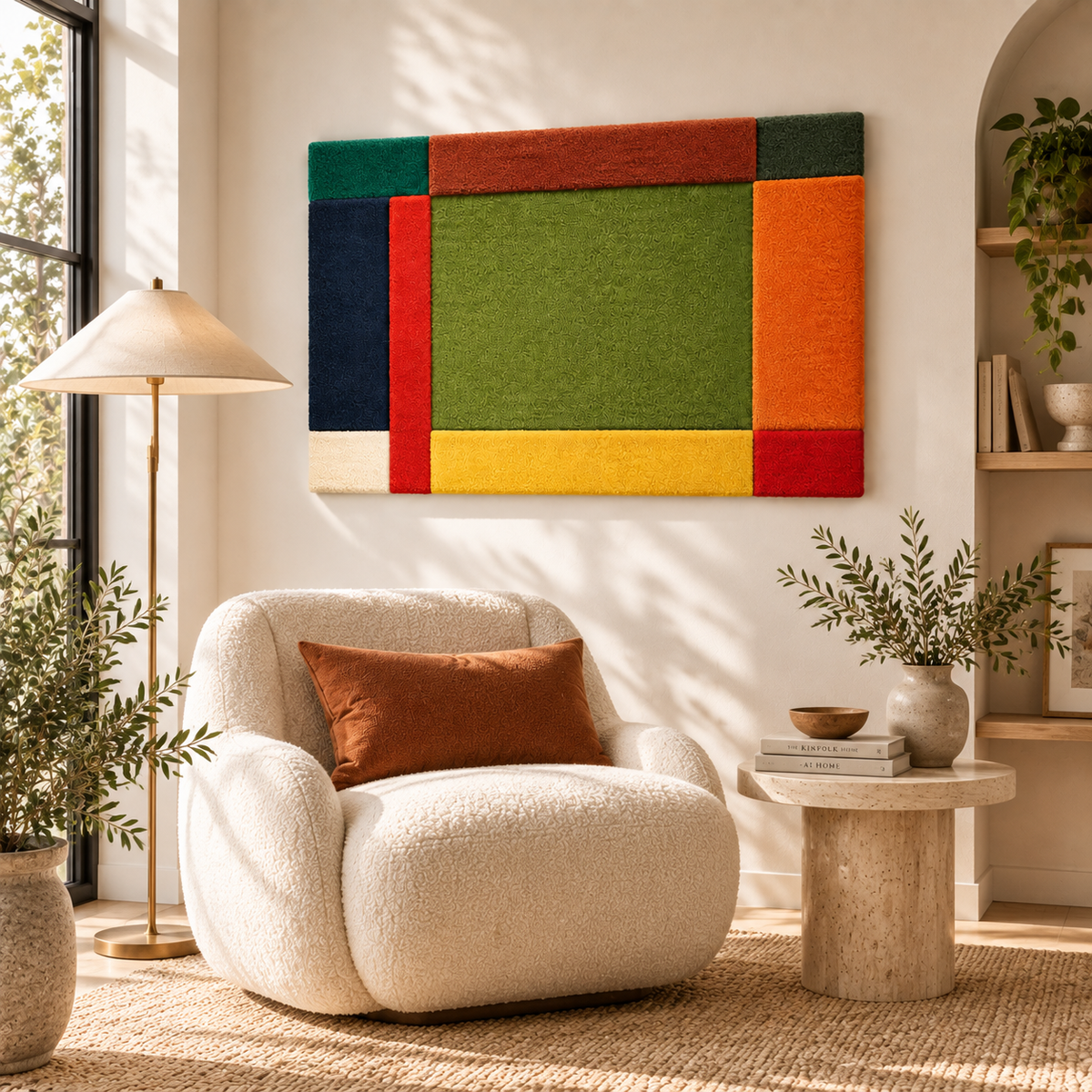 Olive Window with Sunset Borders — front-facing room scene [room-front]