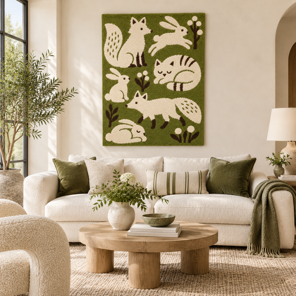 Olive Woodland Friends — front-facing room scene [room-front]