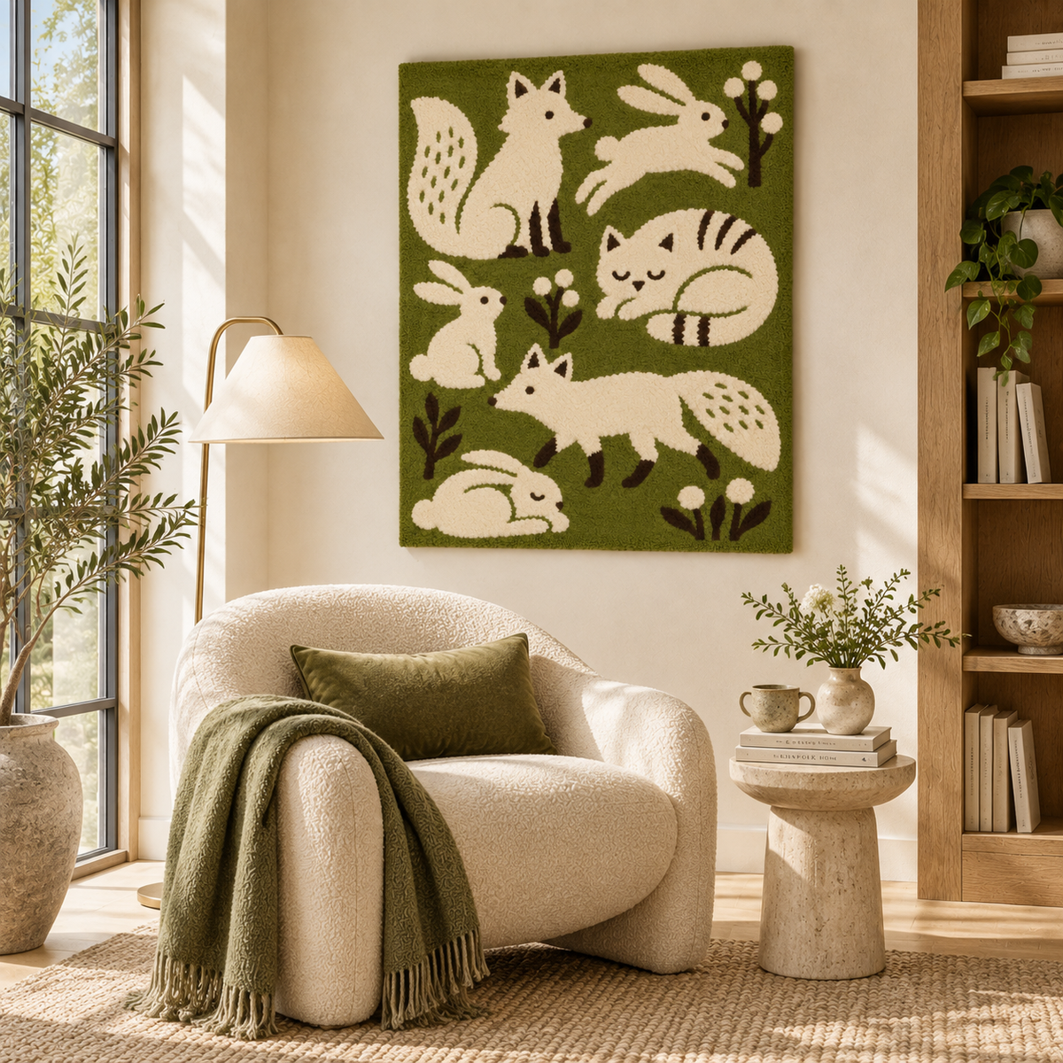 Olive Woodland Friends — room setting 3