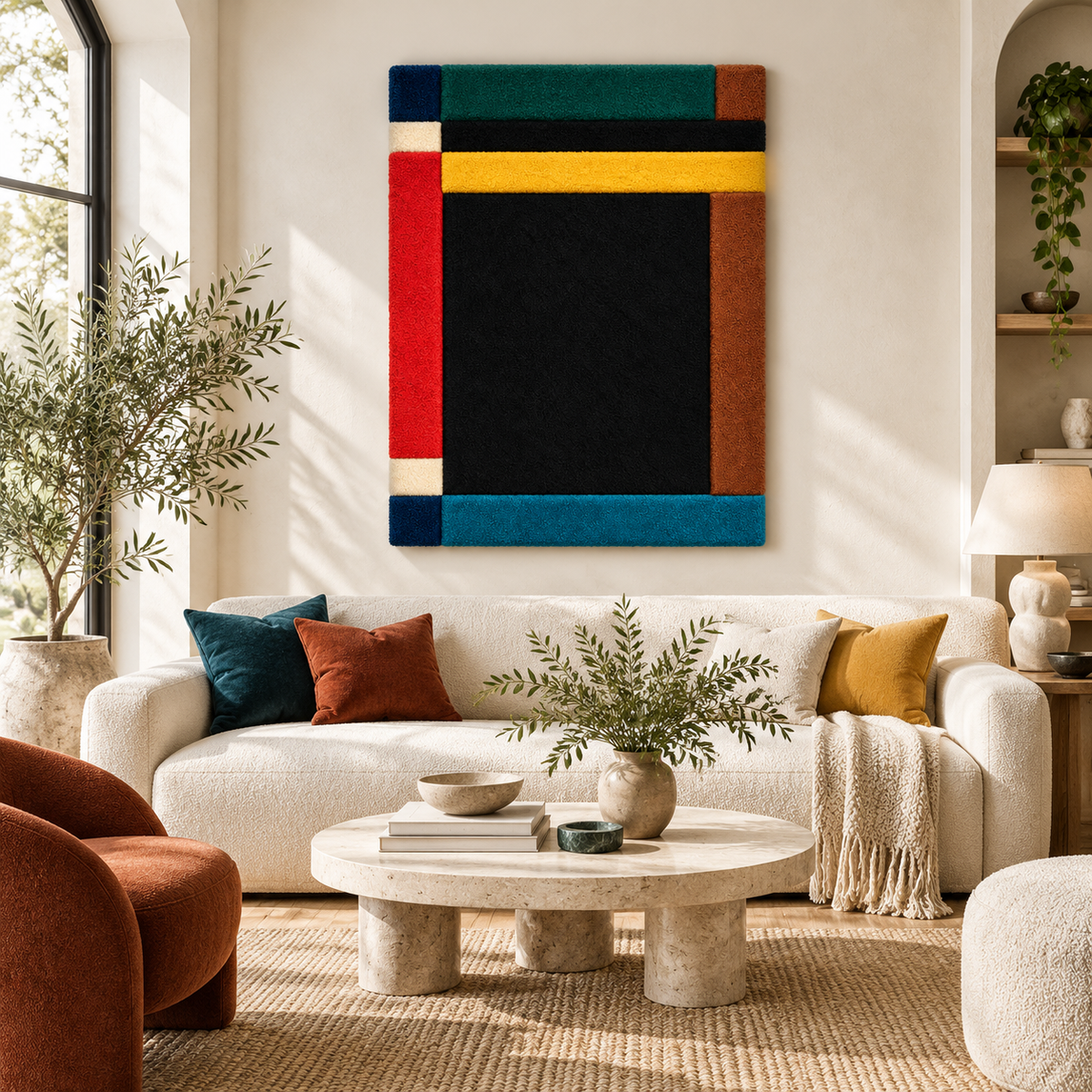 Hewn Earth Onyx Wall Art window with primary borders, featuring a decorative design suitable for modern interior decor.