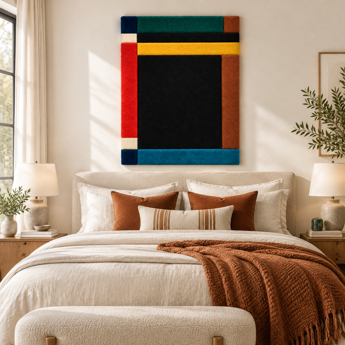 Onyx window wall art by Hewn Earth featuring primary border design, displayed on a room wall with a modern aesthetic.