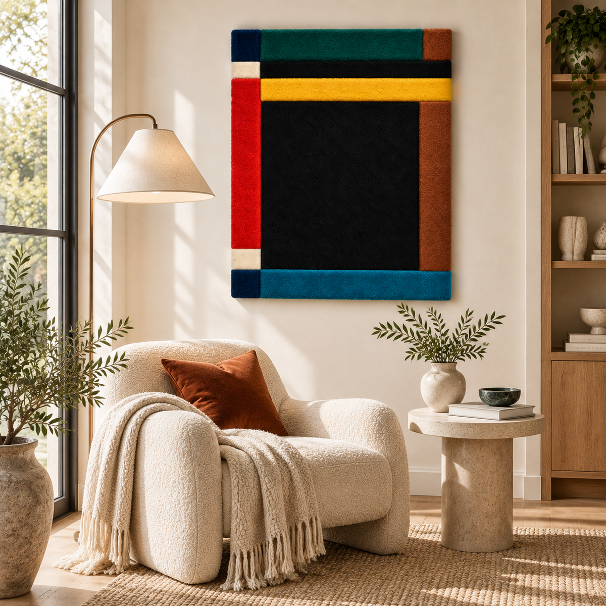 Hewn Earth Onyx Wall Art window with primary borders, featuring a modern design and vibrant colors for contemporary home decor.
