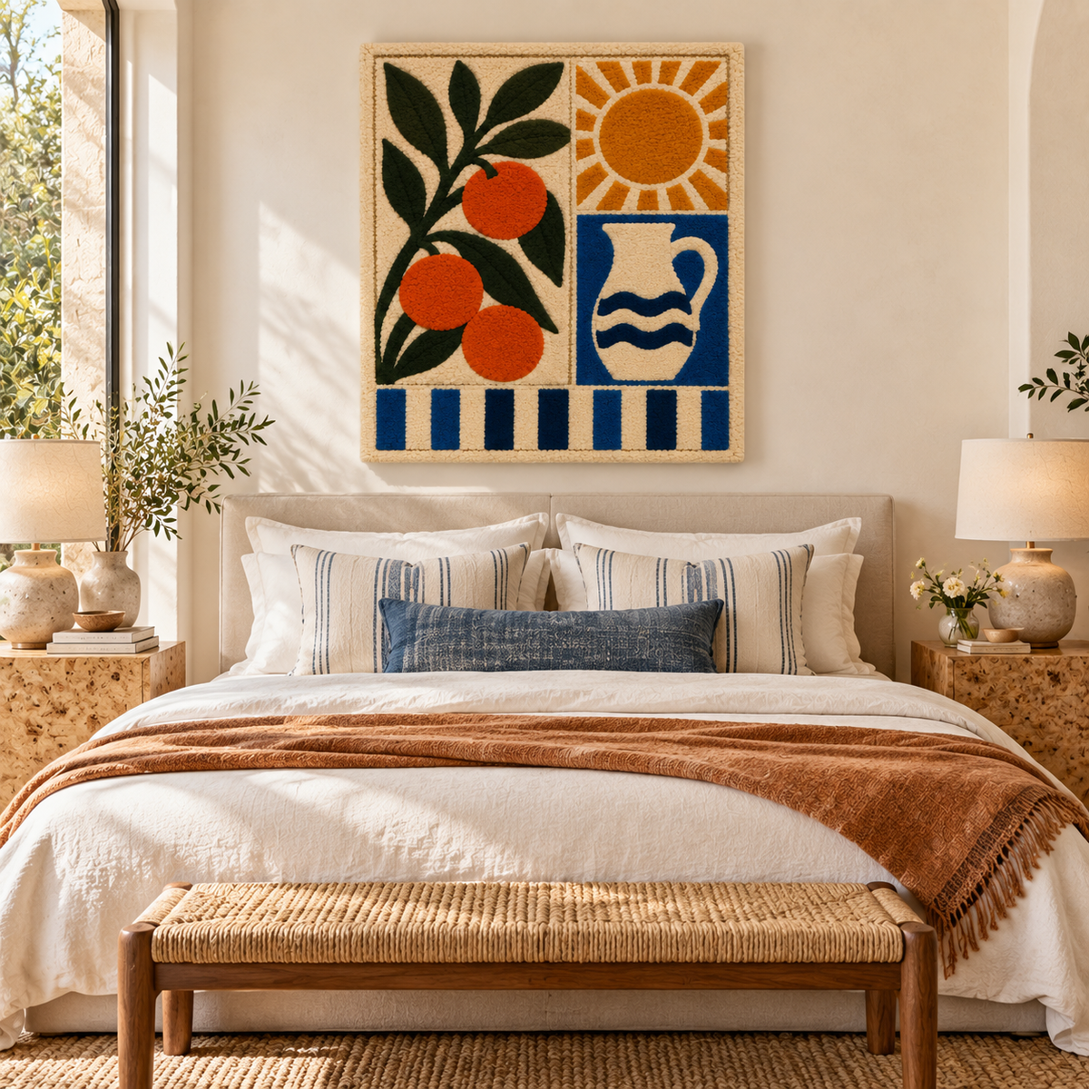 Orange Grove and Blue Pitcher — front-facing room scene [room-front]