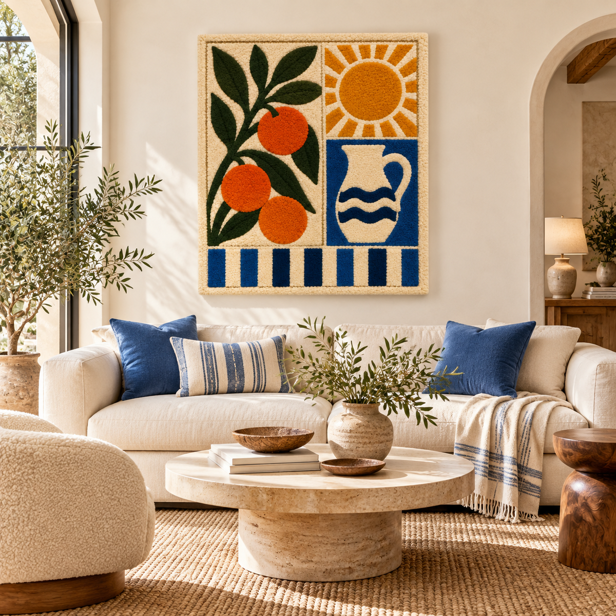 Orange Grove and Blue Pitcher — front-facing room scene [room-front]