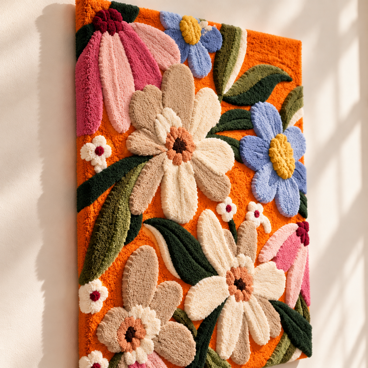 Orange Meadow Blooms by Hewn Earth Studio — angled relief view
