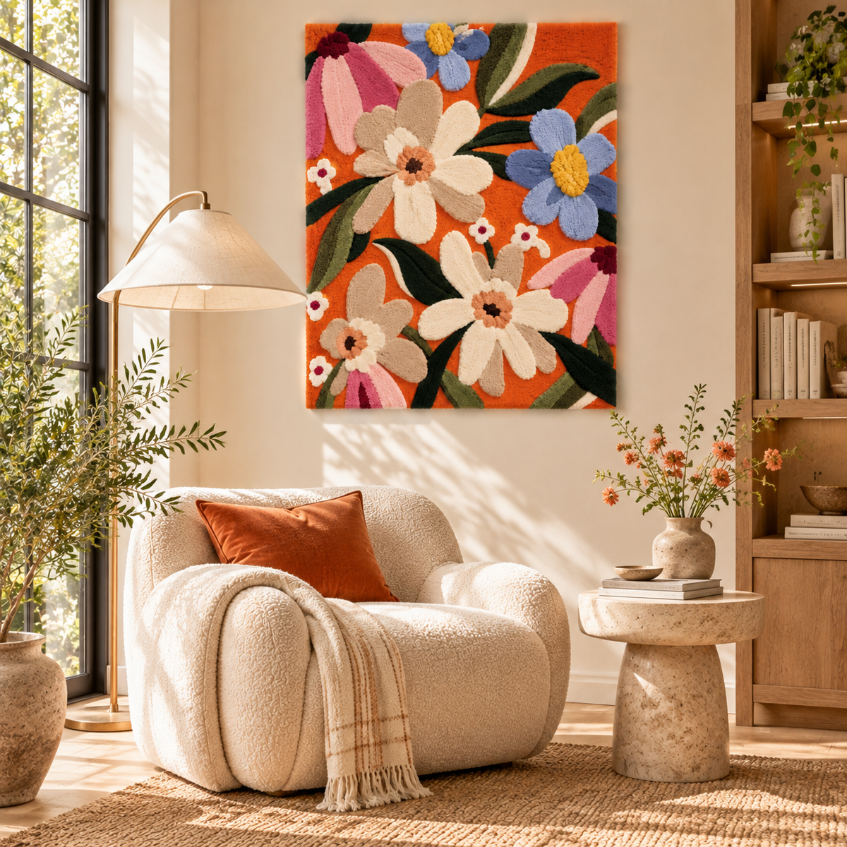 Orange Meadow Blooms by Hewn Earth Studio — room setting