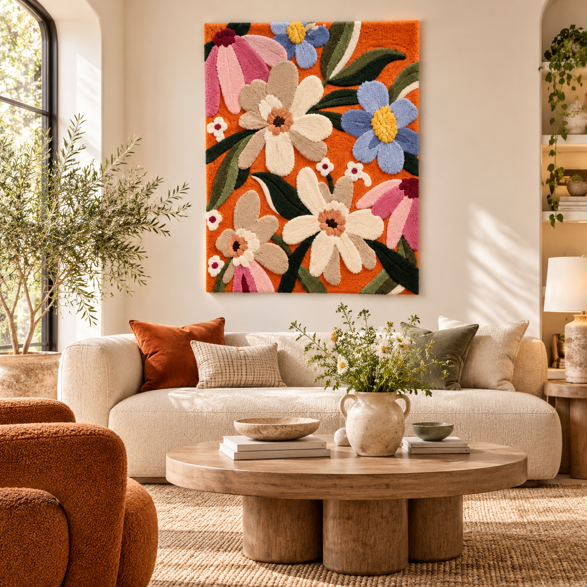 Orange Meadow Blooms by Hewn Earth Studio — room setting