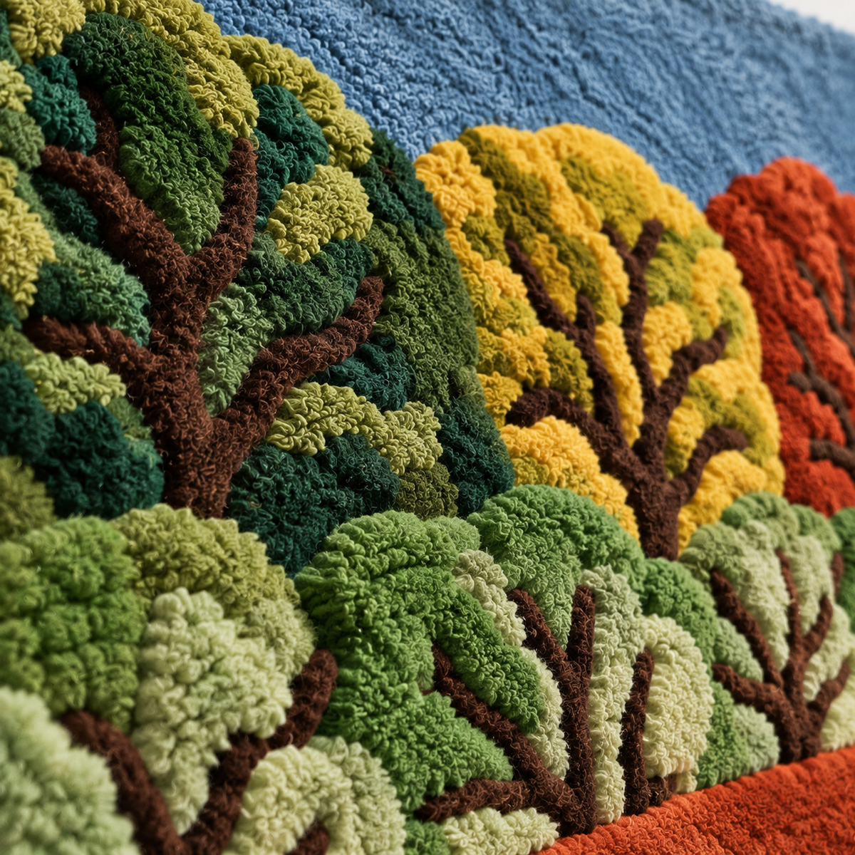 Orchard at Autumn's Edge — tufted wool texture detail