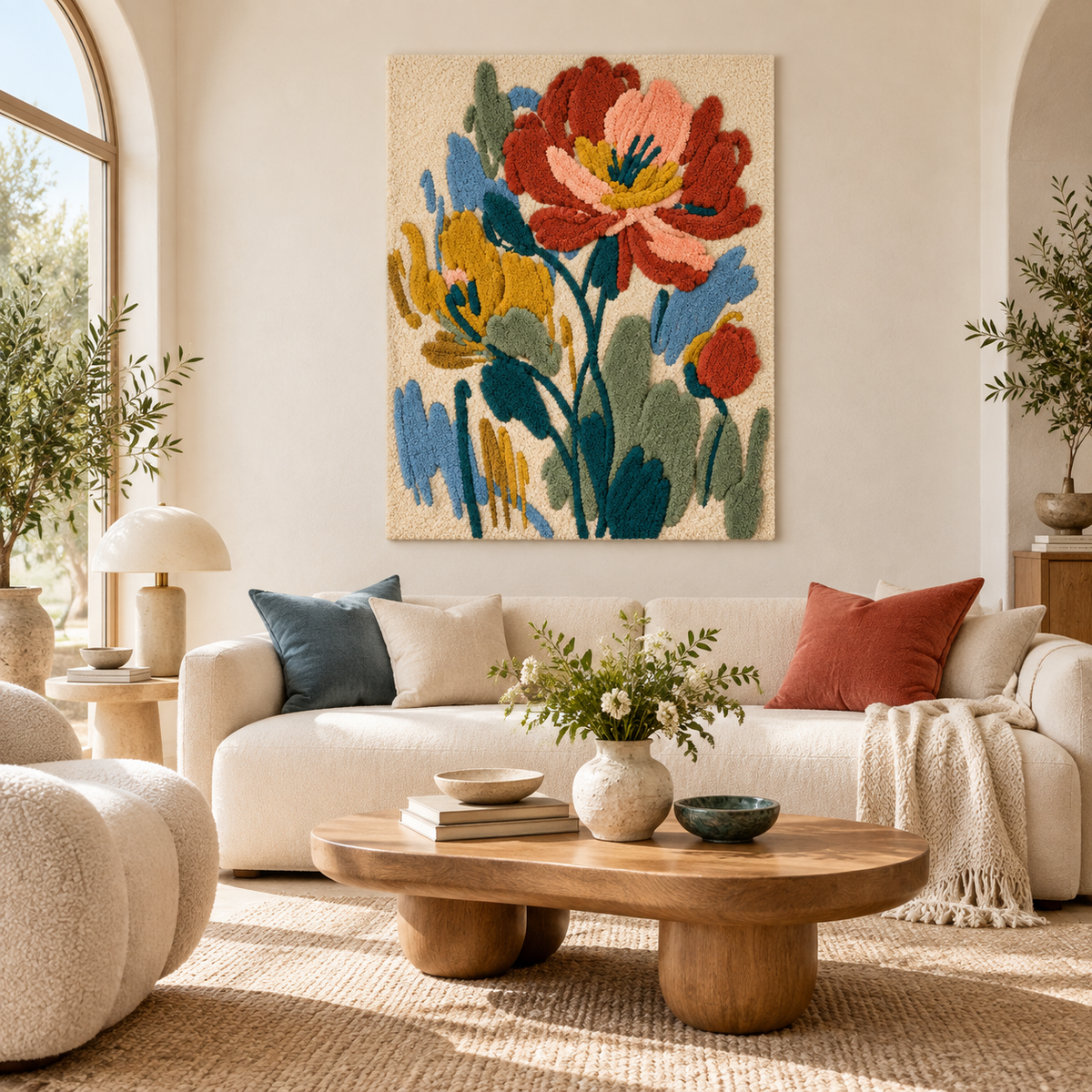 Painterly Poppies at Daybreak — front-facing room scene