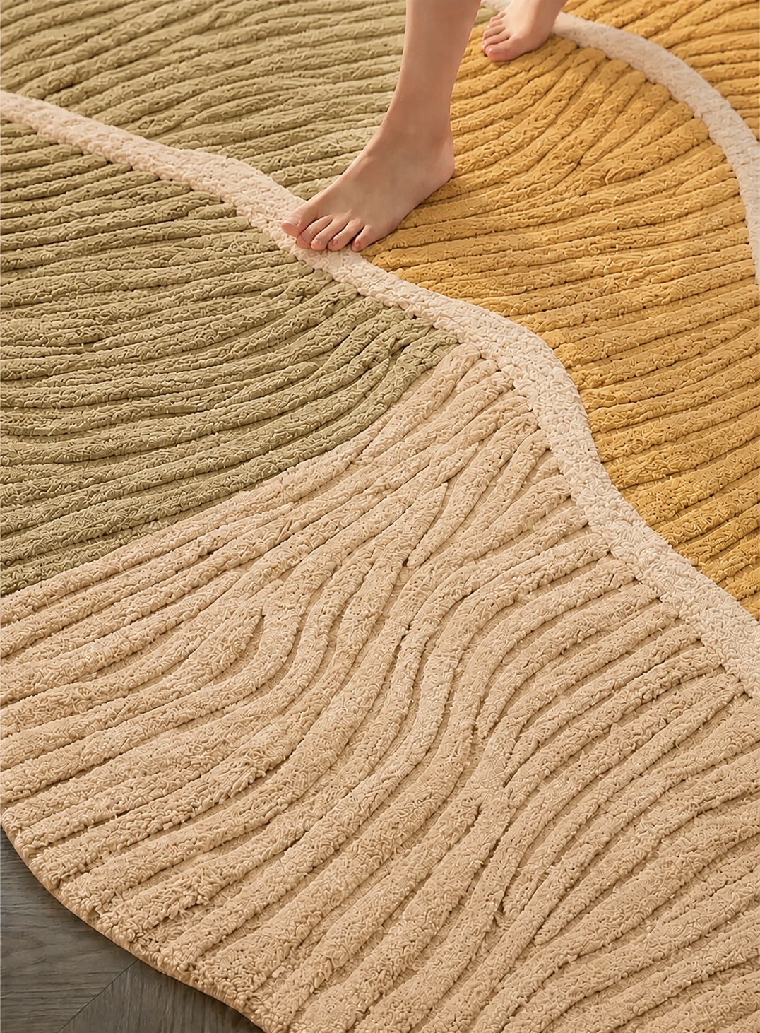 Hewn Earth Studio Palma rug with a meadow-inspired handwoven design, featuring natural fibers and soft earthy tones.