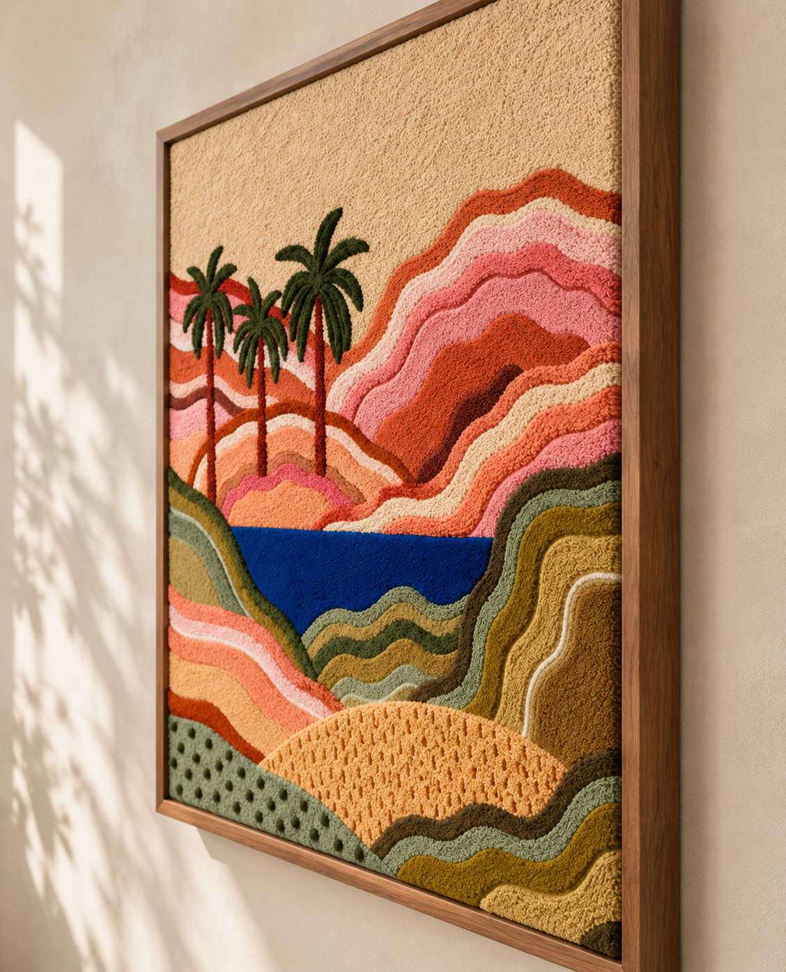 Palms Over Coral Hills — angled relief view