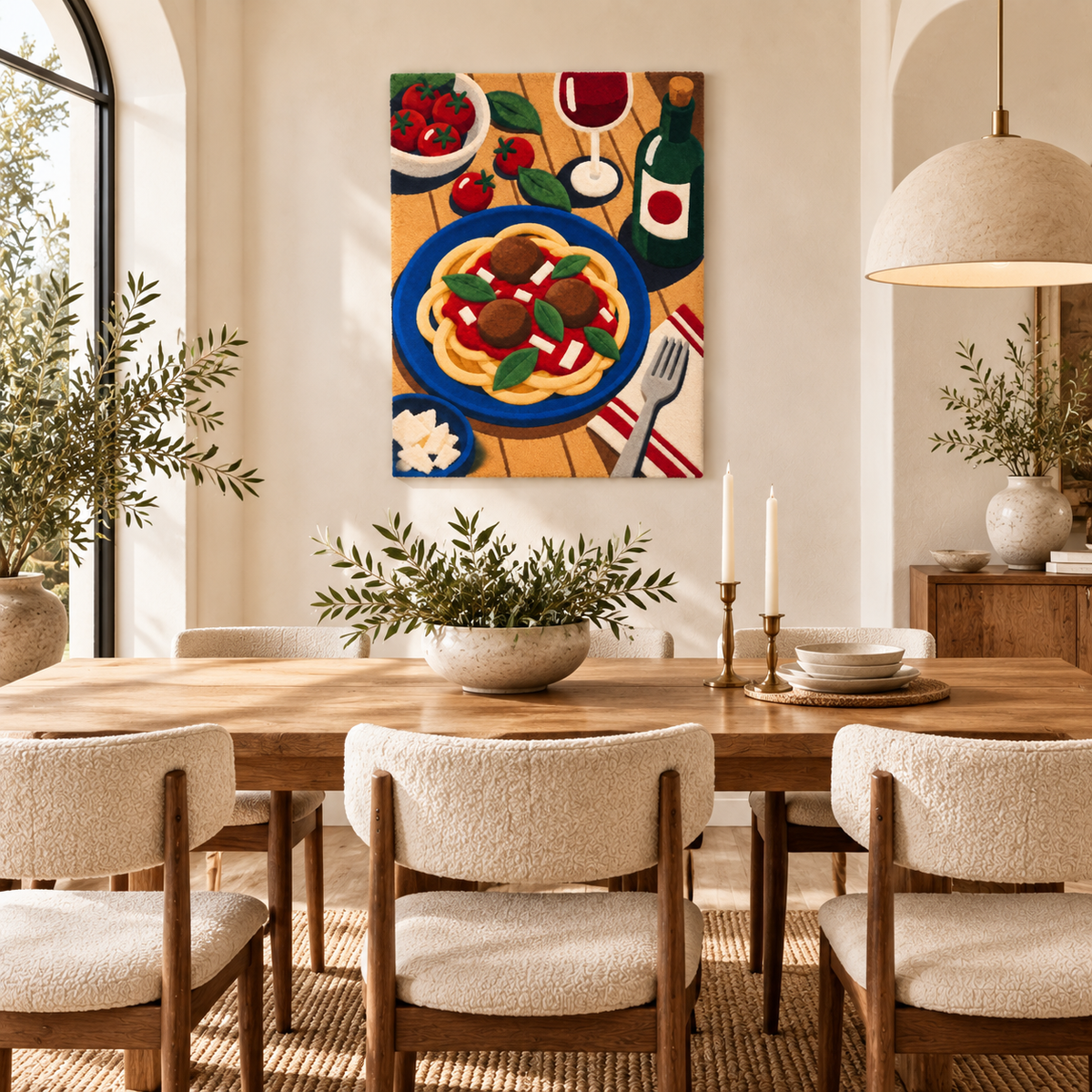 Pasta on a Sunlit Table — room setting 1