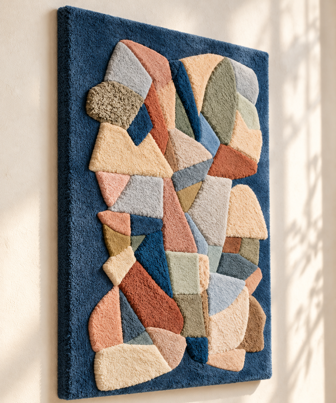 Pastel Facets on Blue by Hewn Earth Studio — angled relief view