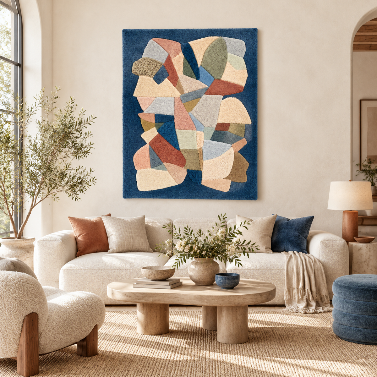 Pastel Facets on Blue by Hewn Earth Studio — room setting