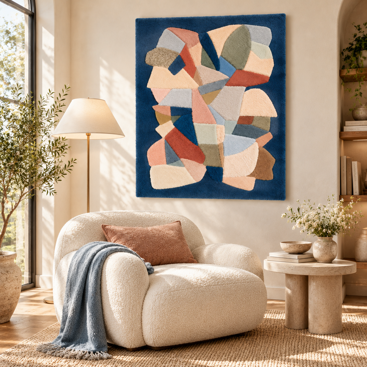 Pastel Facets on Blue by Hewn Earth Studio — room setting