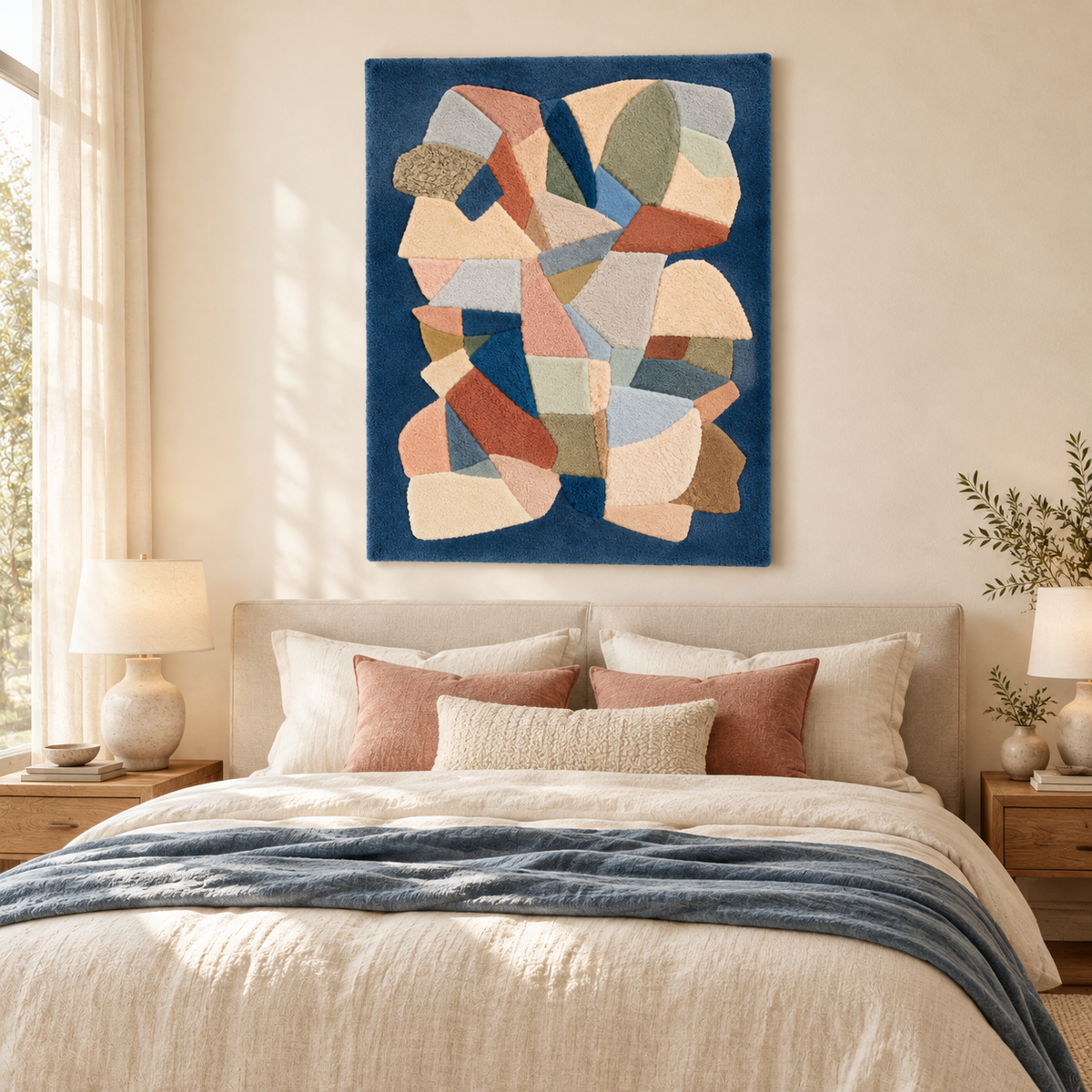 Pastel Facets on Blue by Hewn Earth Studio — room setting