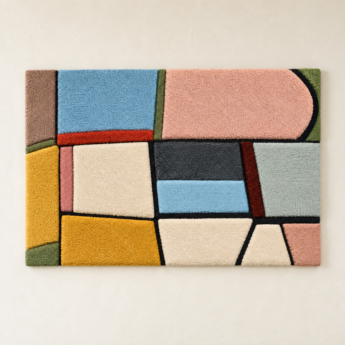 Hewn Earth pastel window rhythm wall art featuring soft pastel colors and geometric window patterns, ideal for modern home decor.