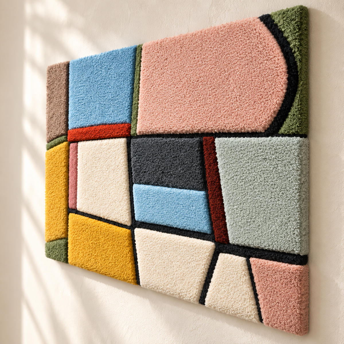 Pastel Window Rhythm — angled relief view