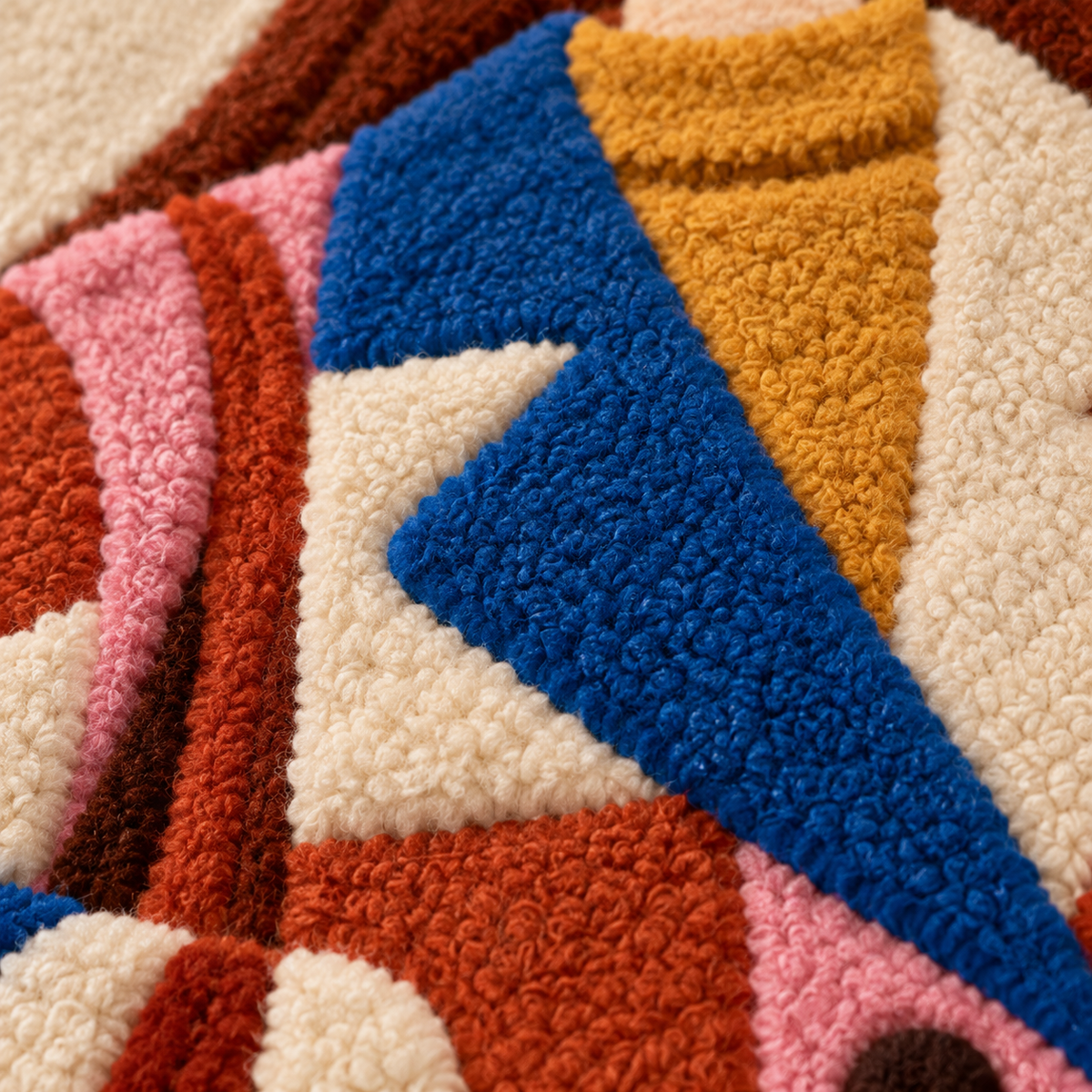 Patchwork Coat in Primary Hues — tufted wool texture detail