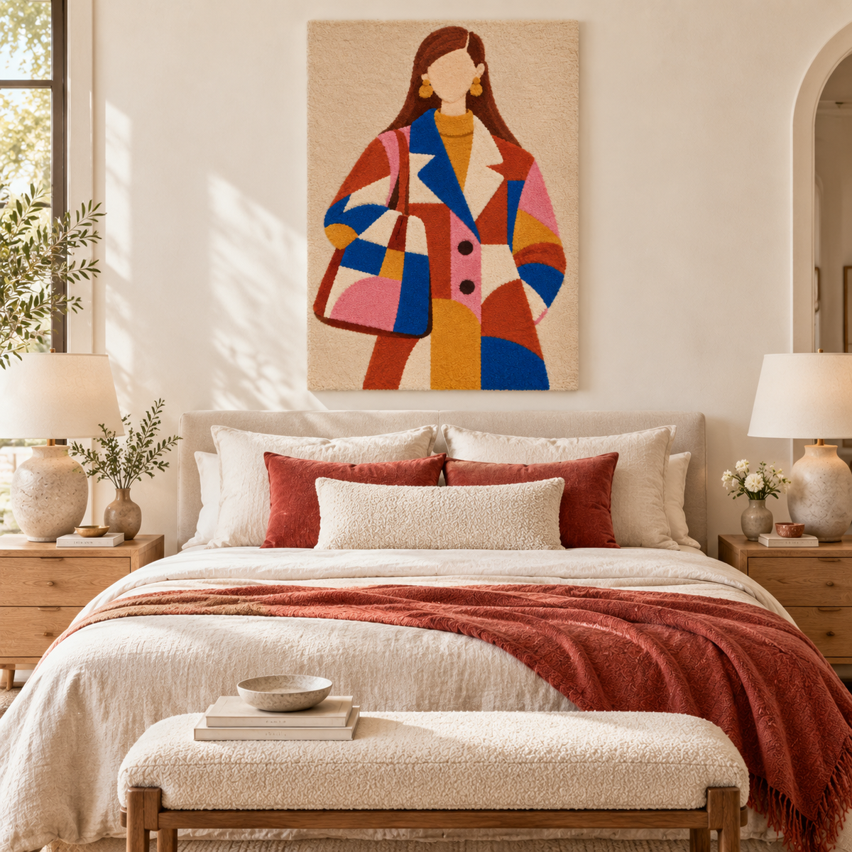 Patchwork Coat in Primary Hues — room setting