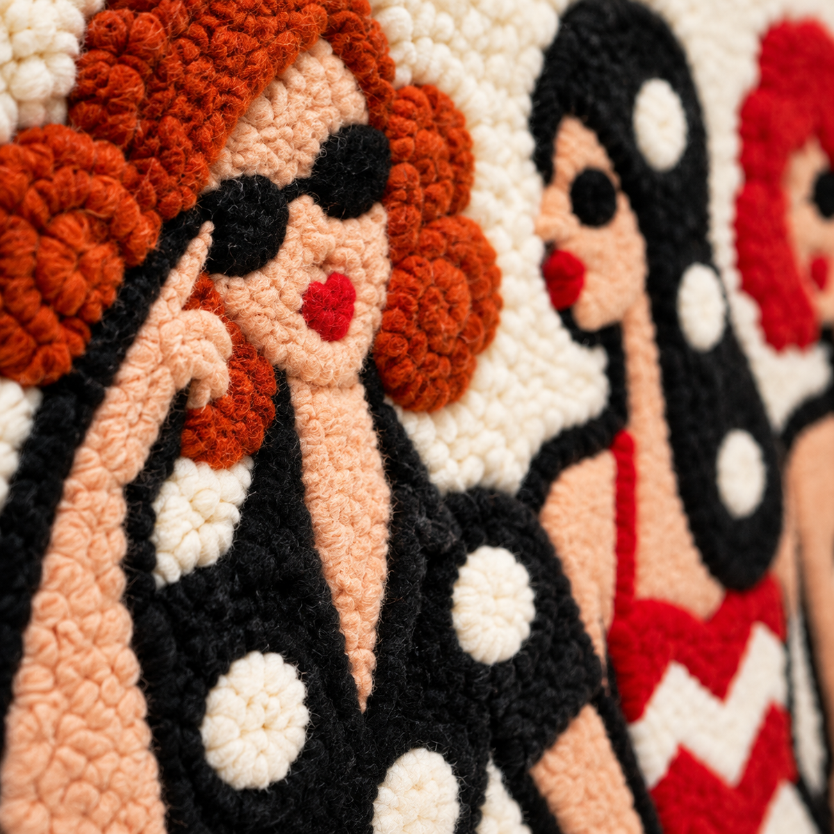 Patterned City Trio — tufted wool texture detail