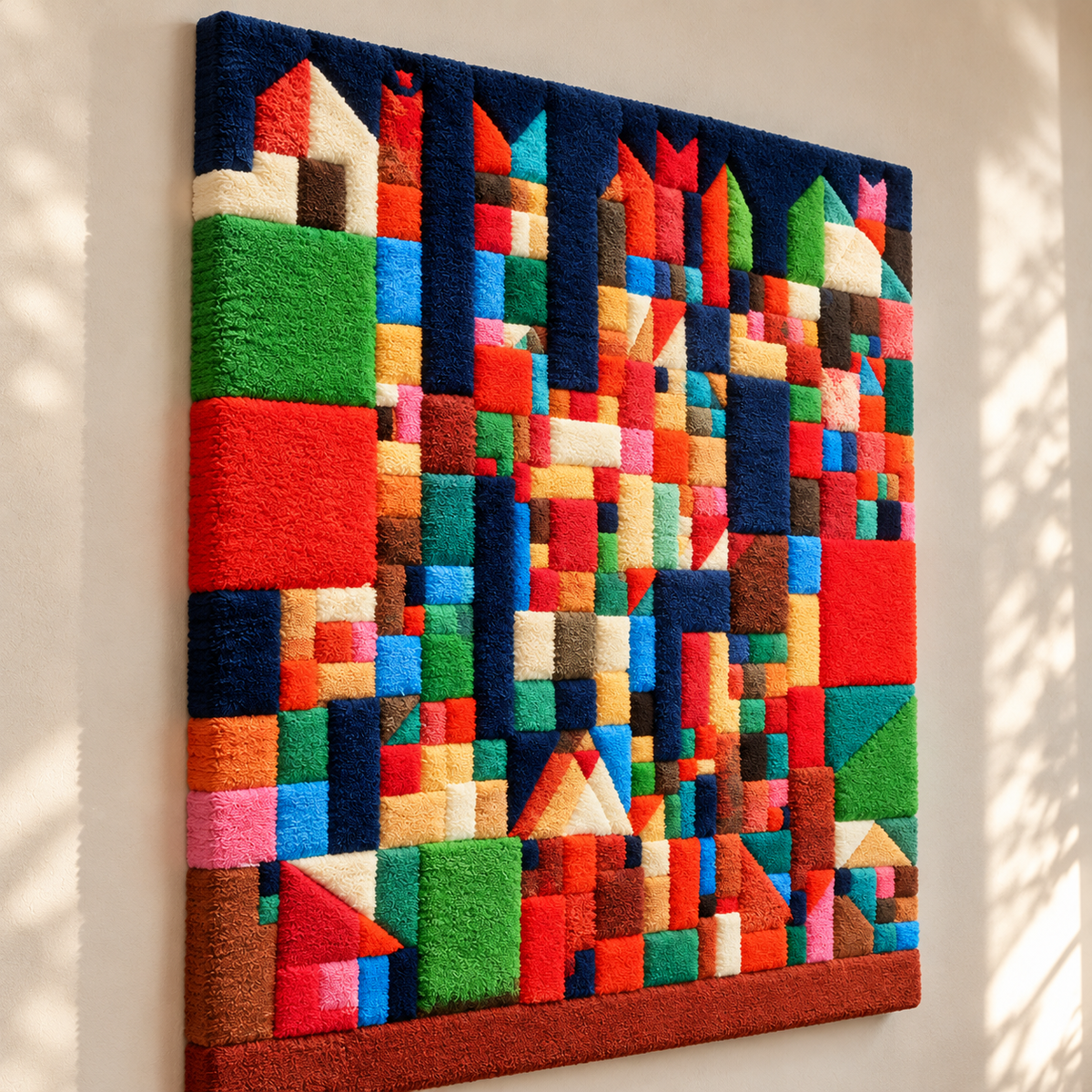City Picture with Red and Green Accents by Paul Klee — angled relief view