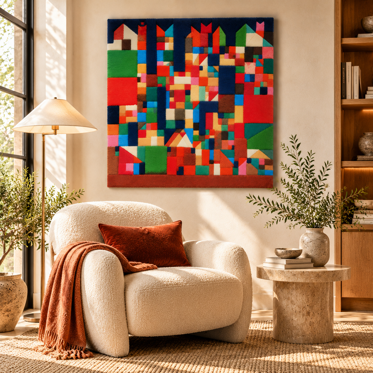 City Picture with Red and Green Accents by Paul Klee — room setting