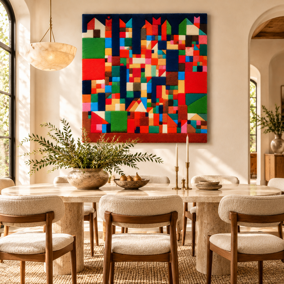 City Picture with Red and Green Accents by Paul Klee — room setting