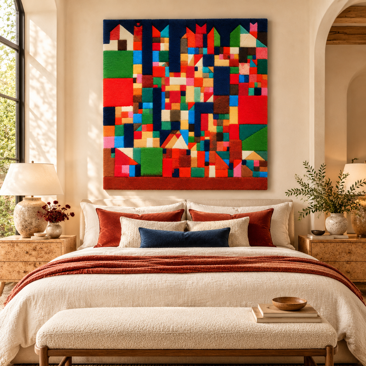 City Picture with Red and Green Accents by Paul Klee — room setting