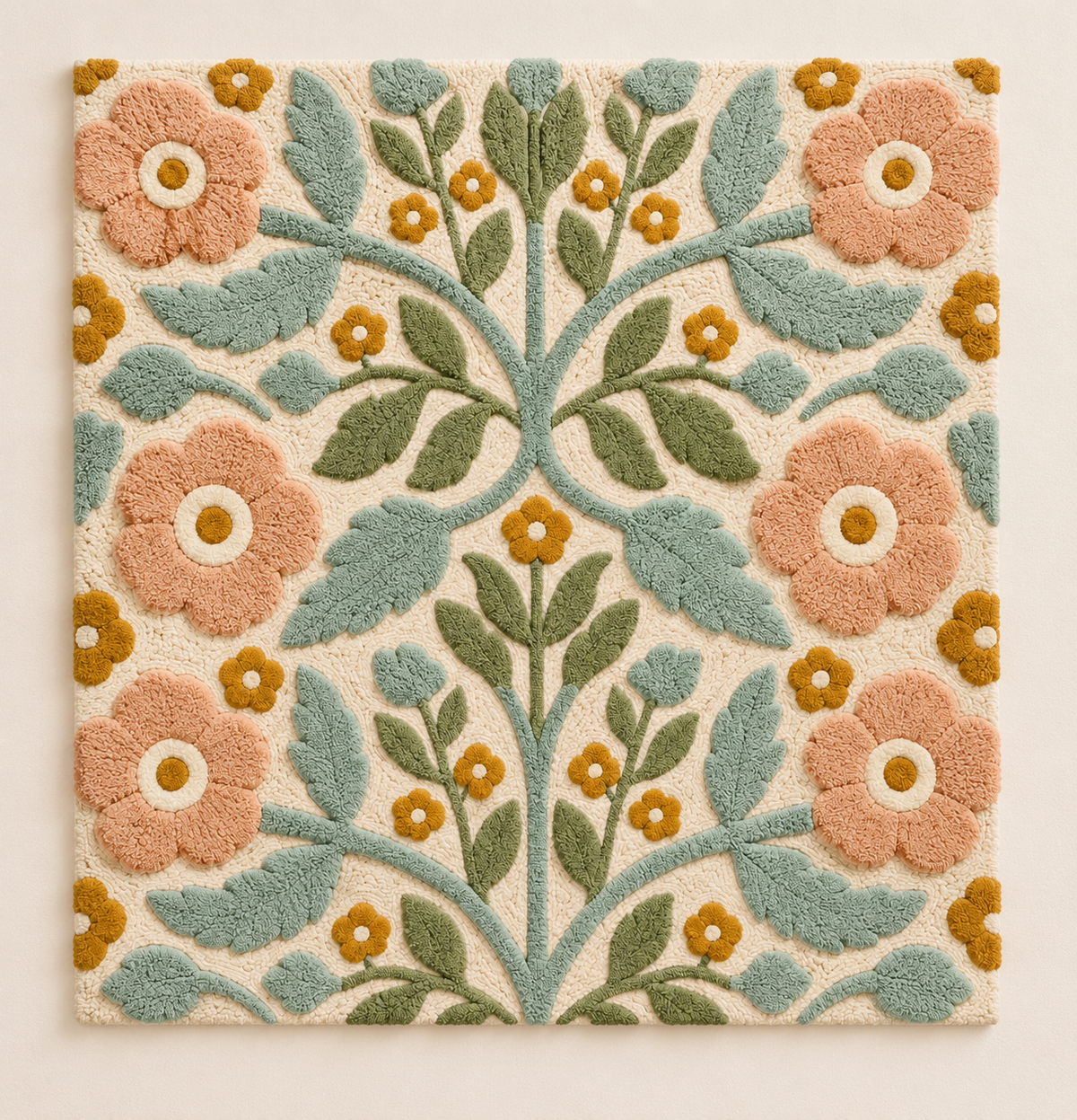 Hewn Earth peach blossom branchwork wall art featuring delicate peach blossoms on a light background for elegant home decor.