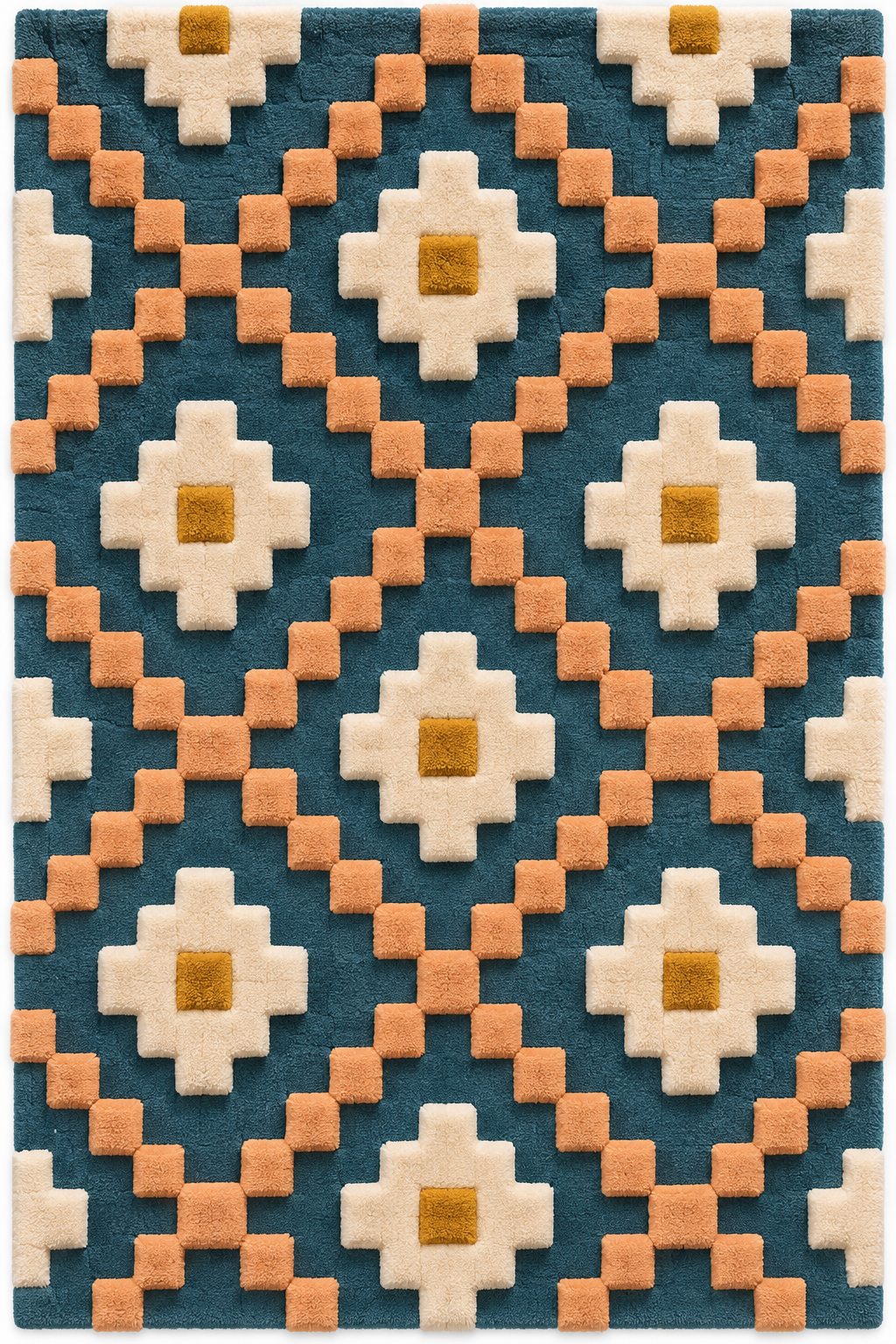 Peach-colored Hewn Earth Wall Art featuring a diamond lattice design, showcasing intricate geometric patterns and textured surface.