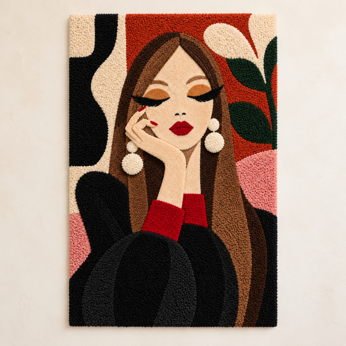Hewn Earth Pearl Earrings Wall Art featuring elegant pearl earrings with a garden-inspired color palette and intricate design.