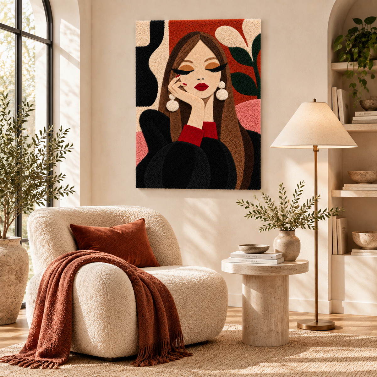 Hewn Earth Pearl Earrings Wall Art featuring elegant pearl earrings in the Garden color displayed in a stylish room setting