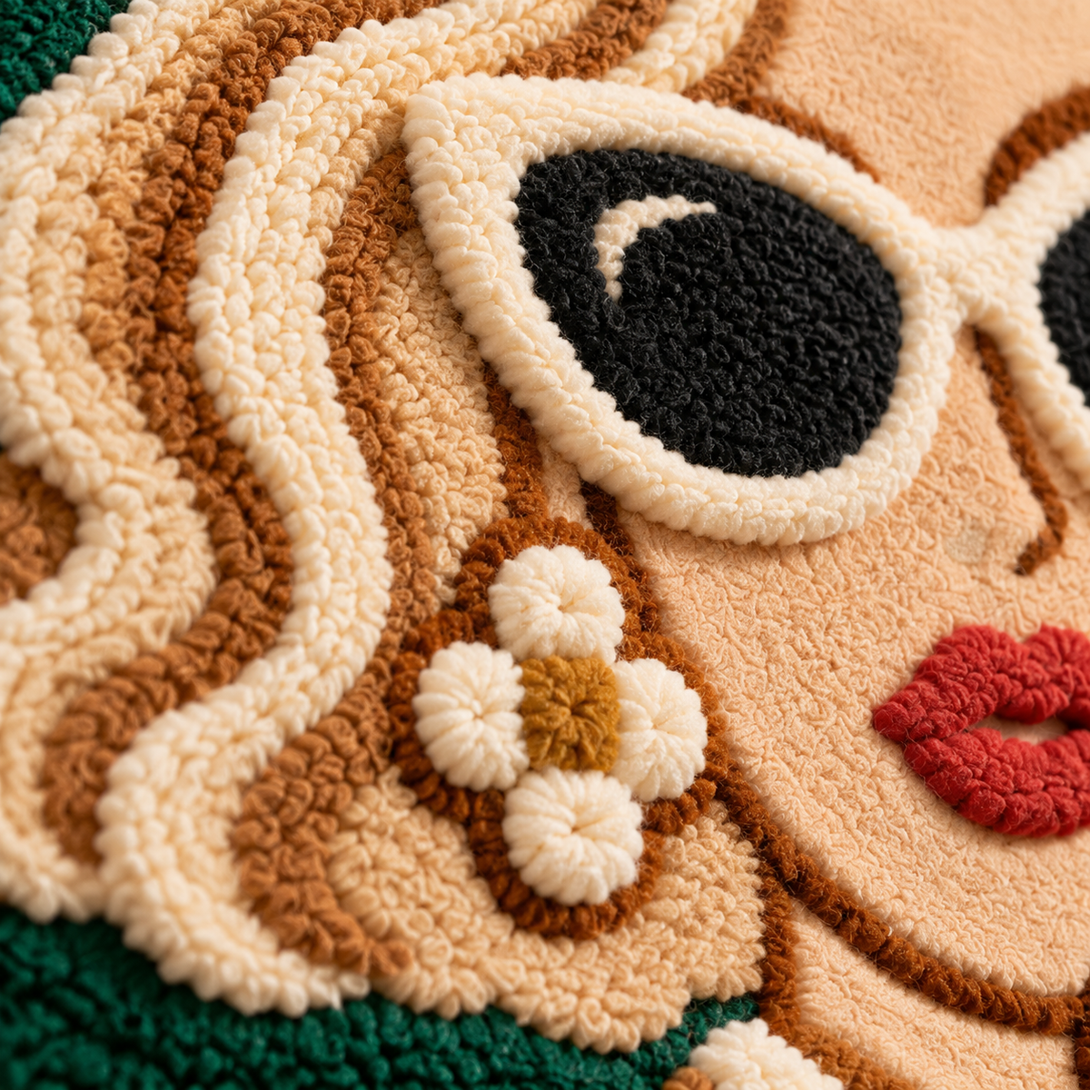Pearl Hour in Emerald — tufted wool texture detail